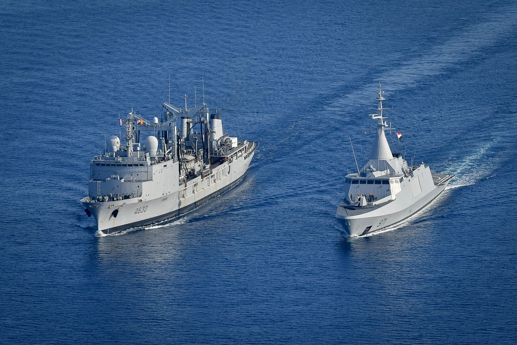 Le BCR Marne et la corvette égyptienne El Fateh