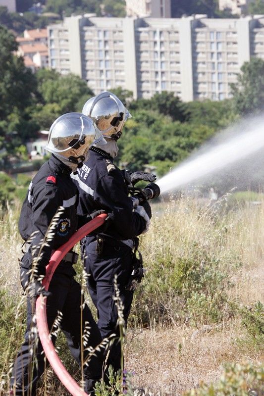 Entraînement des marins-pompiers de Marseille à la lutte contre les feux de forêt