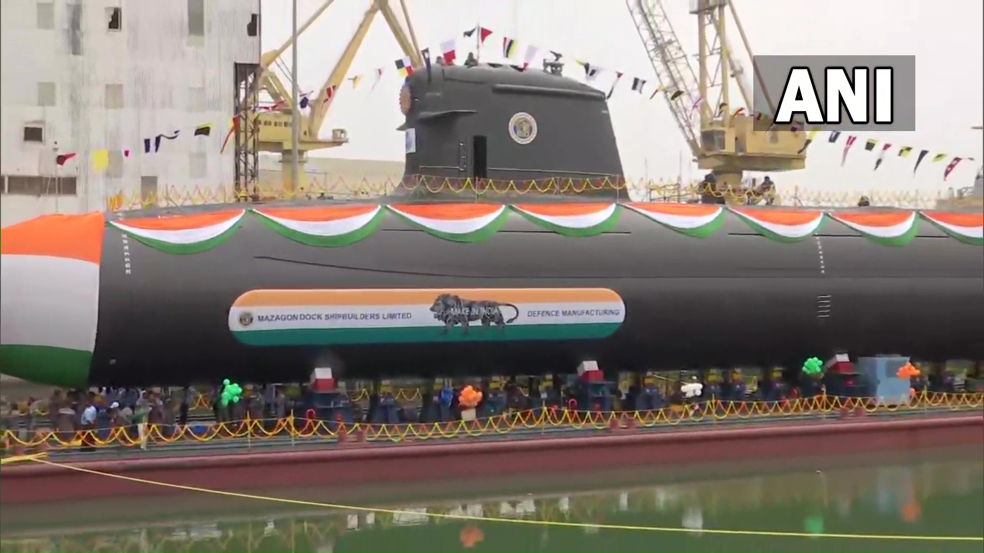 Lancement à Mumbai du 6è et dernier sous-marin indien de type Scorpène, le INS Vagsheer