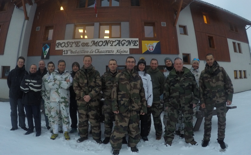 Des militaires du 13e bataillon de chasseurs alpins et une partie de la brigade de protection du Chevalier Paul