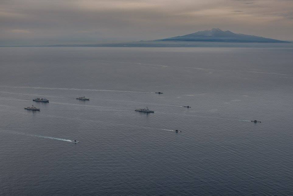Les 5 sous-marins et 4 bâtiments de surface participant à Dynamic Manta 2016