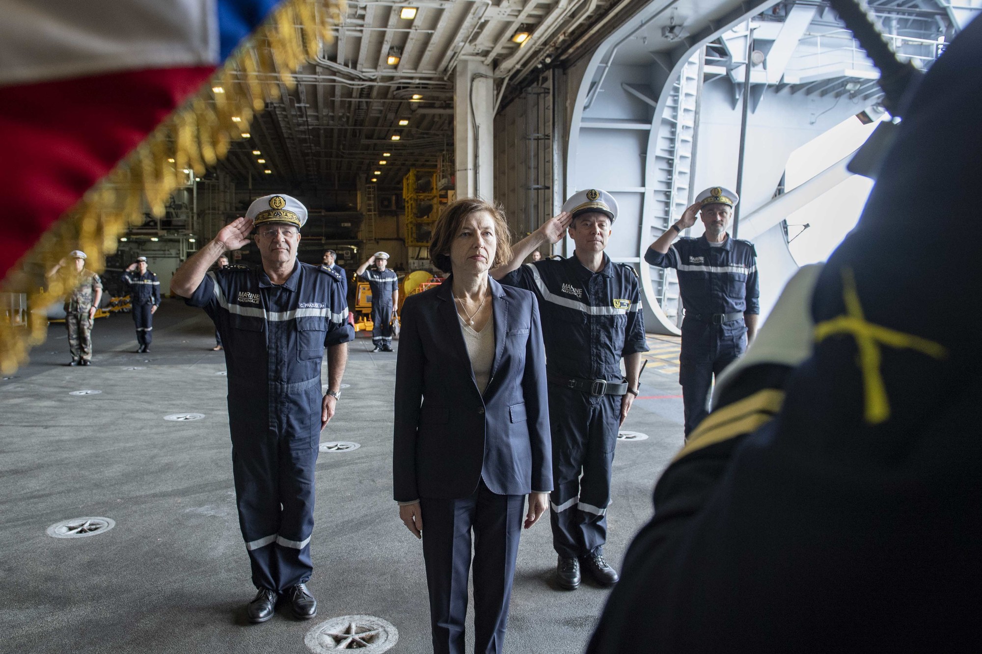 La ministre des Armées Florence Parly accueillie à bord du Charles de Gaulle