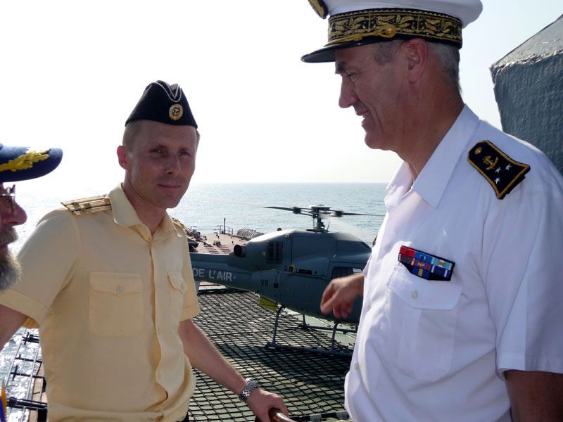 Le vice-amiral Valin à bord de la frégate russe