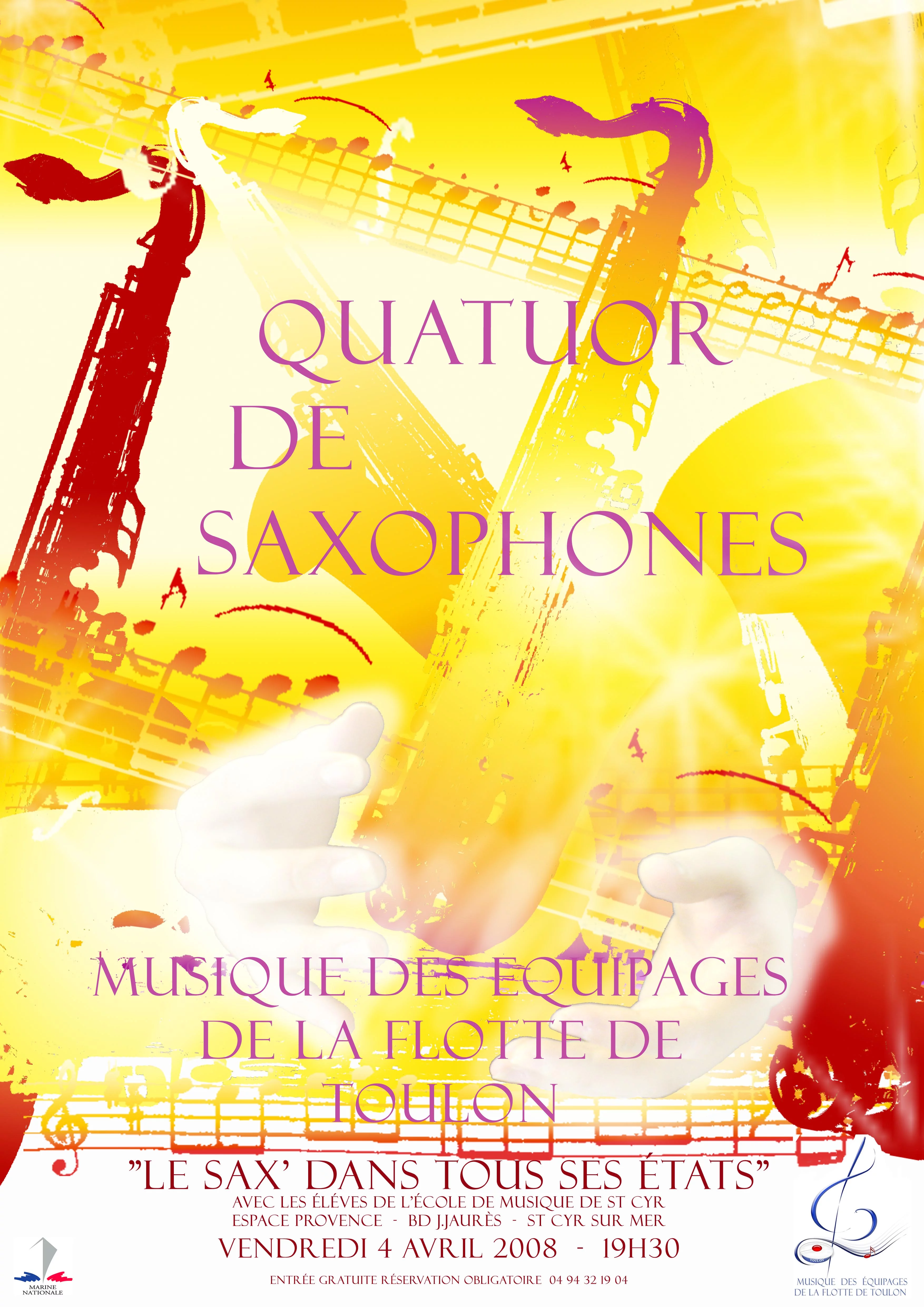 Affiche des concerts du quatuor de saxophones