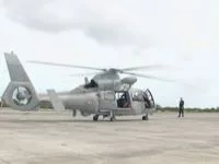 Un hélicoptère française sur la base américaine de Diego Garcia