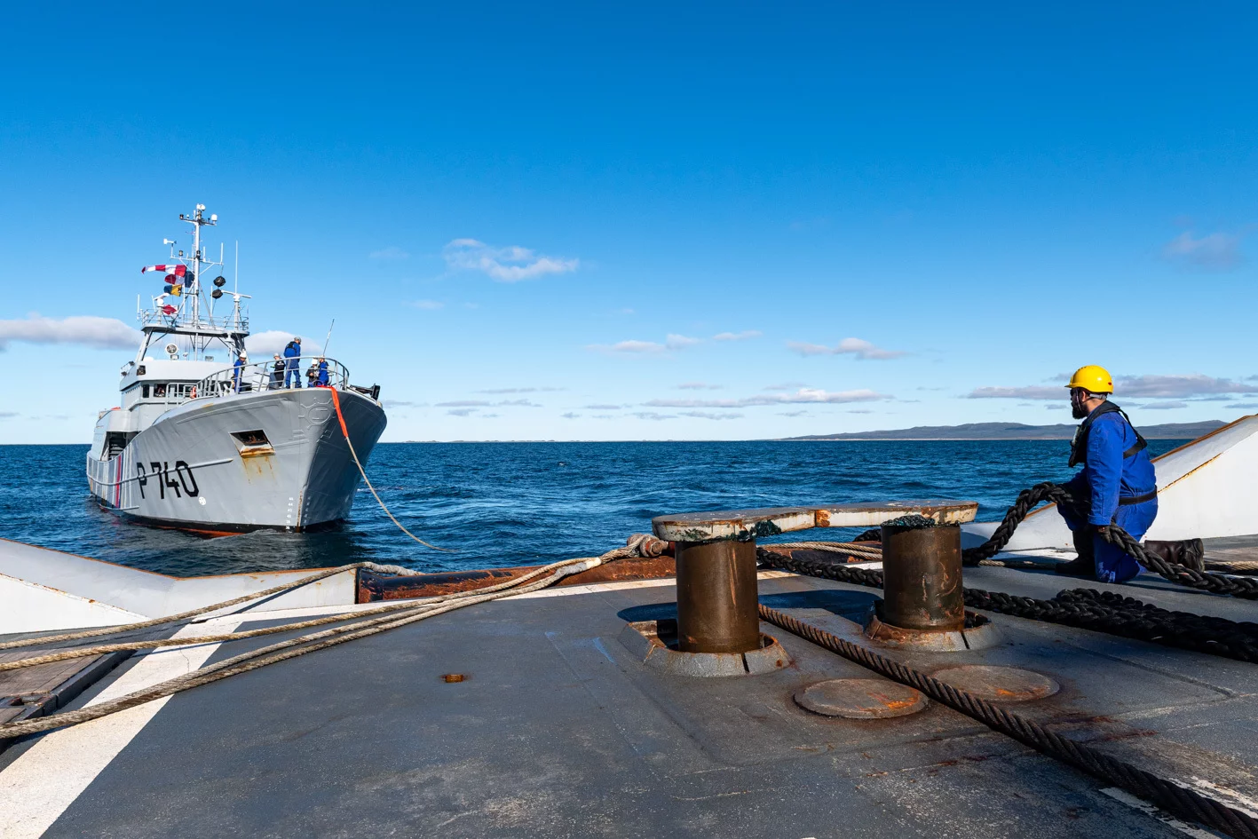 Prise de remorque à bord du Rhône