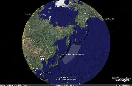 Zone de patrouille des SNLE