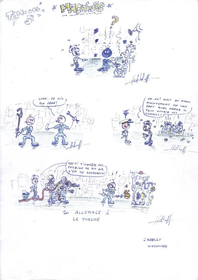 Dessins humoristiques en machine