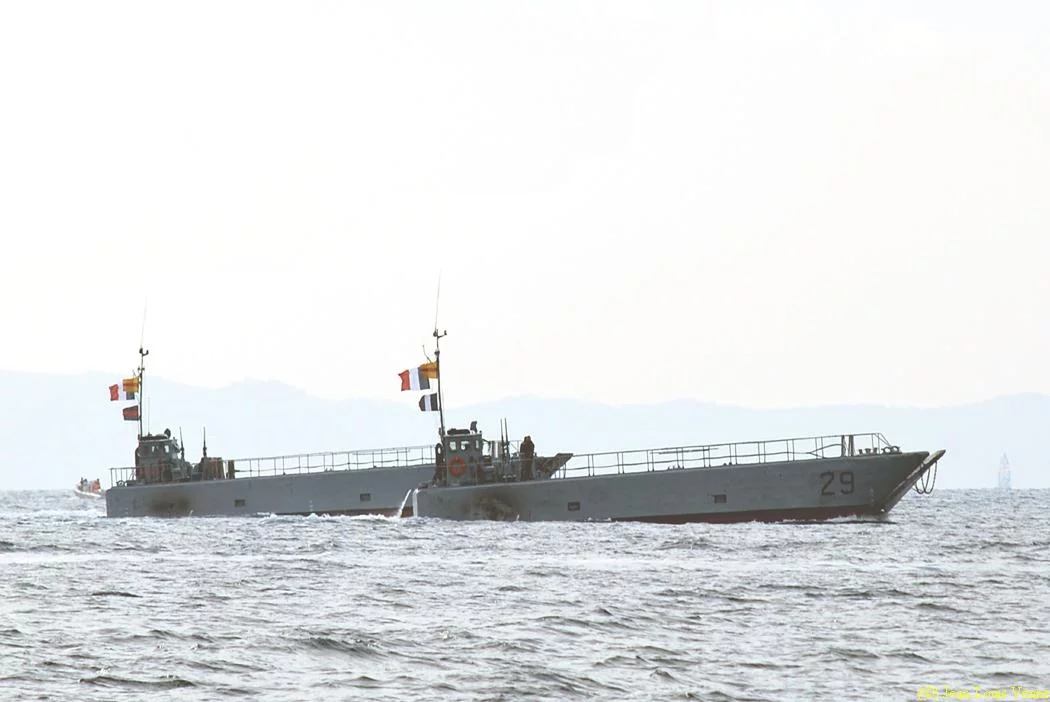 Des engins de débarquement de la flottille amphibie