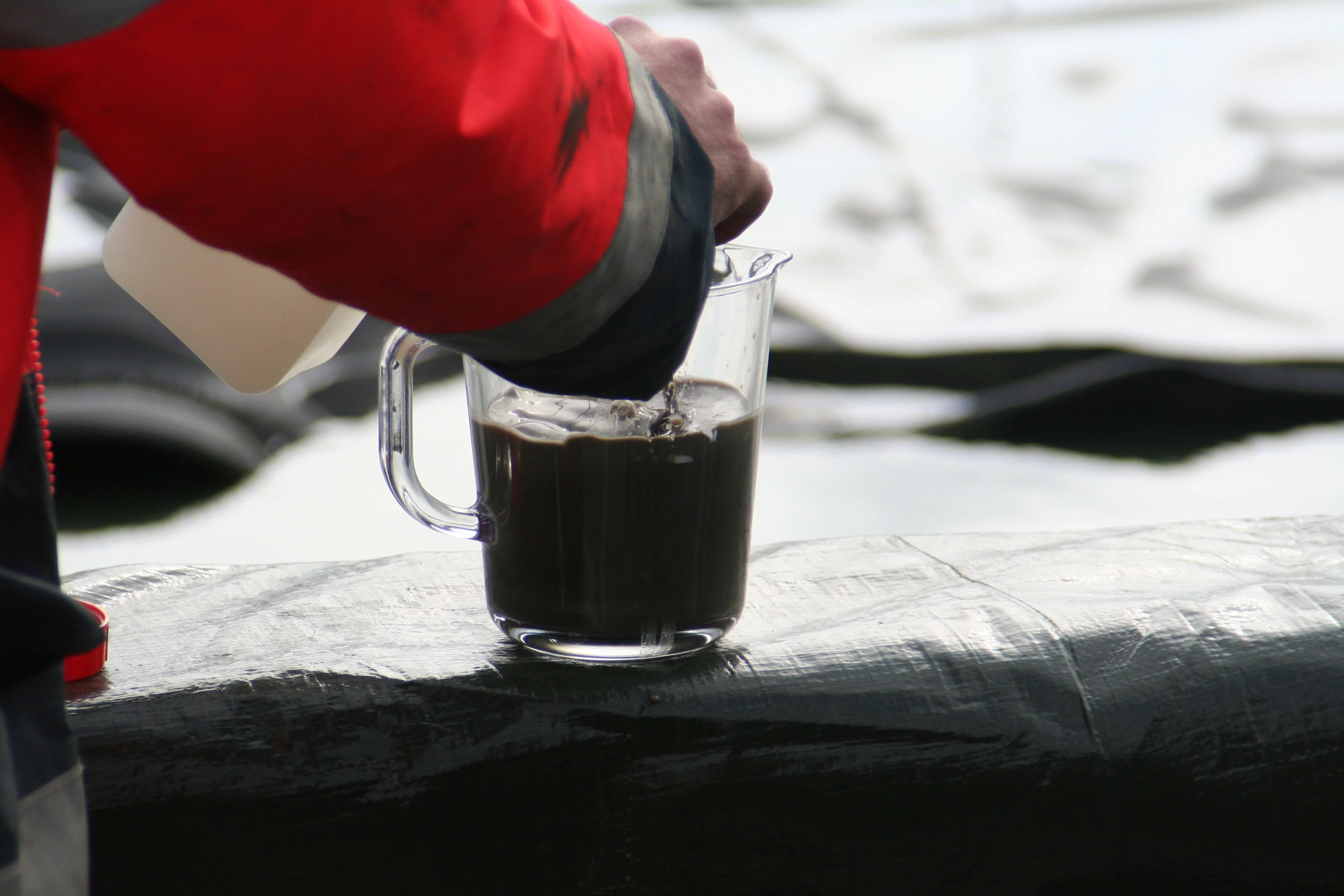 Avant l'ajout du produit chimique