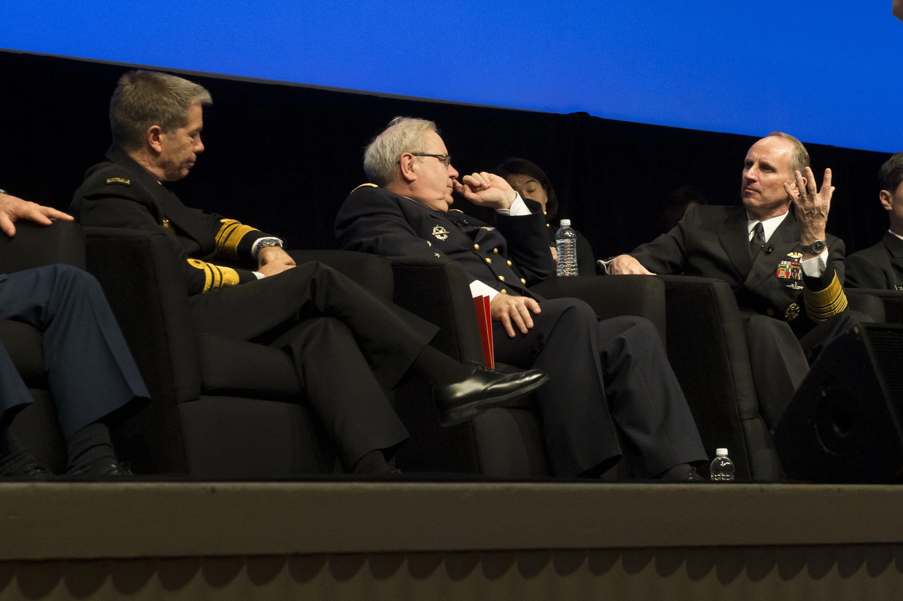 L'amiral Rogel, chef d'état-major de la Marine, s'entretient avec son homologue américain, l'amiral Greenert