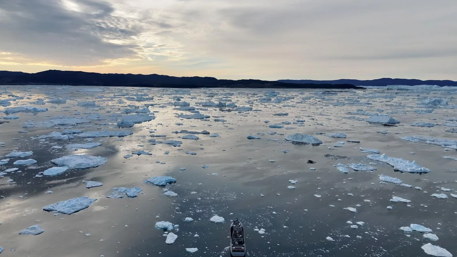 Le Fulmar navigue au milieu de la glace au Groënland