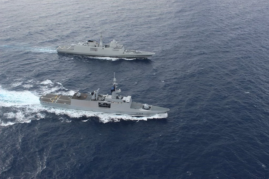 La frégate Guépratte et la frégate multi-missions (FREMM) Mohammed VI de la Marine royale marocaine