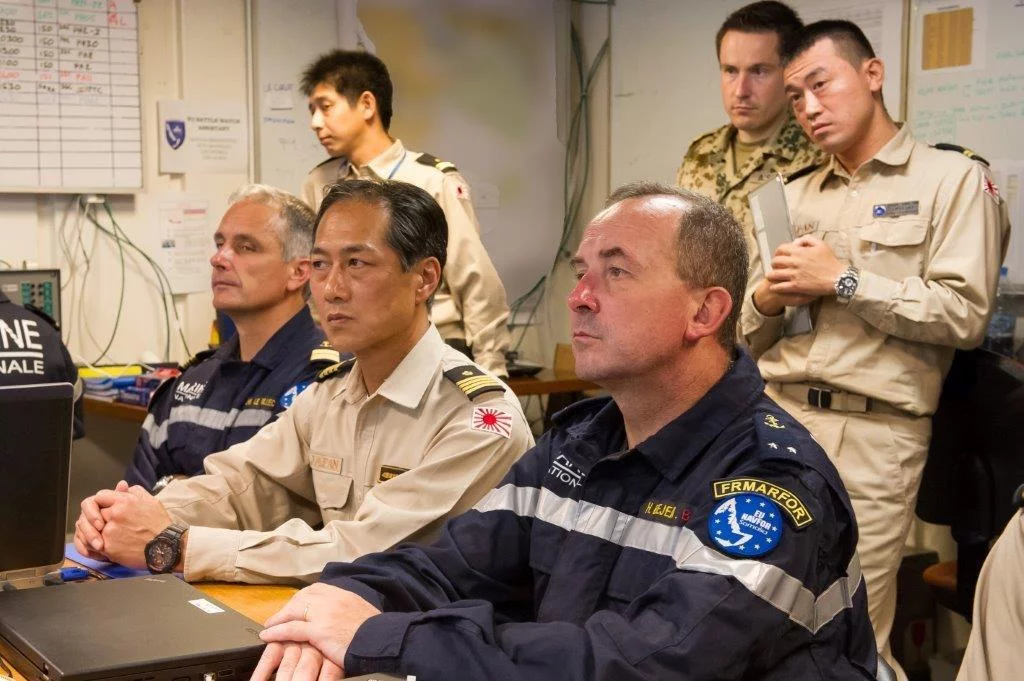 Renncontre entre le commandant de la 4è division d'escorte japonaise et le commandant de la force Atalante