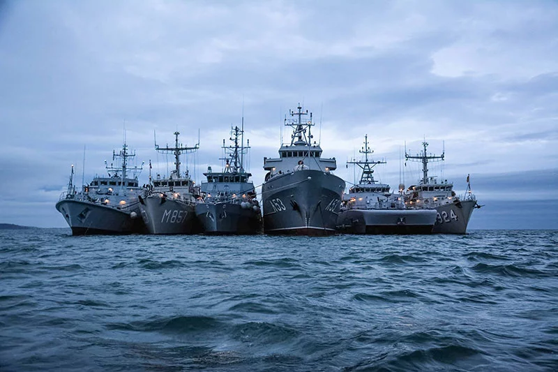 Les bâtiments du SNMCMG1 au mouillage