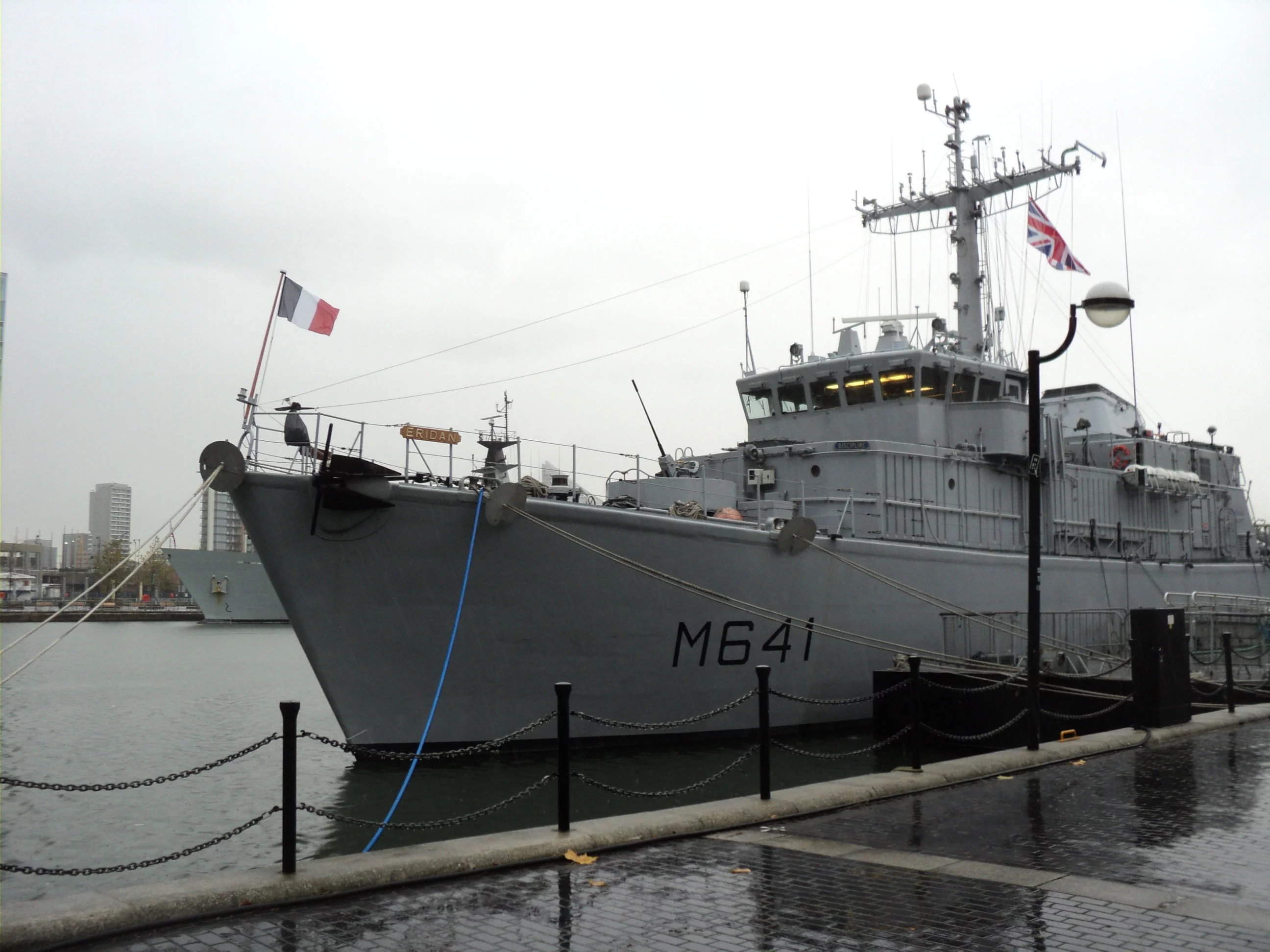 L'Eridan accosté à West India Dock de Londres
