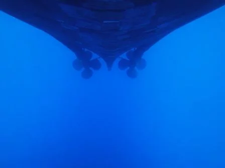 Une perspective rare de la coque du « LV Le Hénaff »