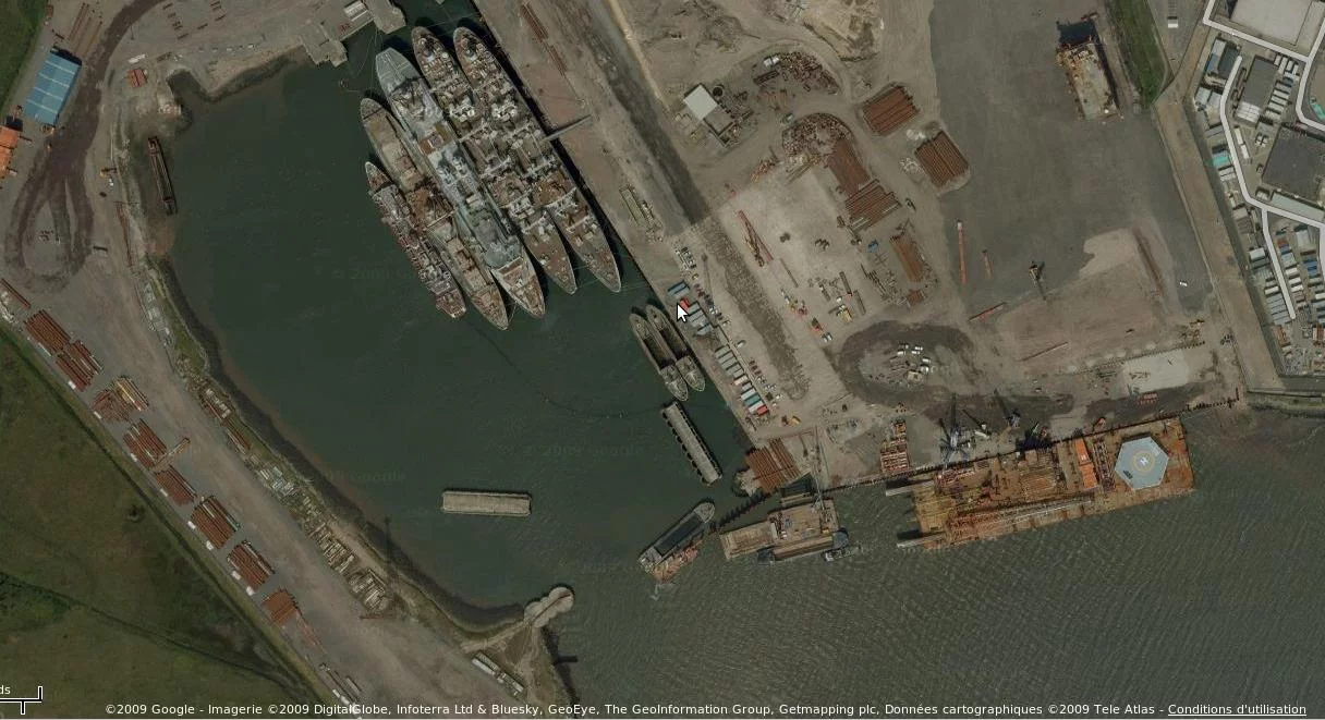 Vue aérienne du chantier naval de Hartlepool