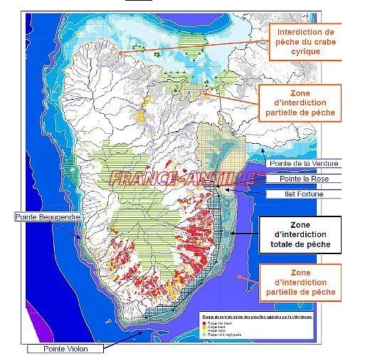Guadeloupe : zones réglementées de la pêche en raison de la présence de chlordécone dans le milieu marin