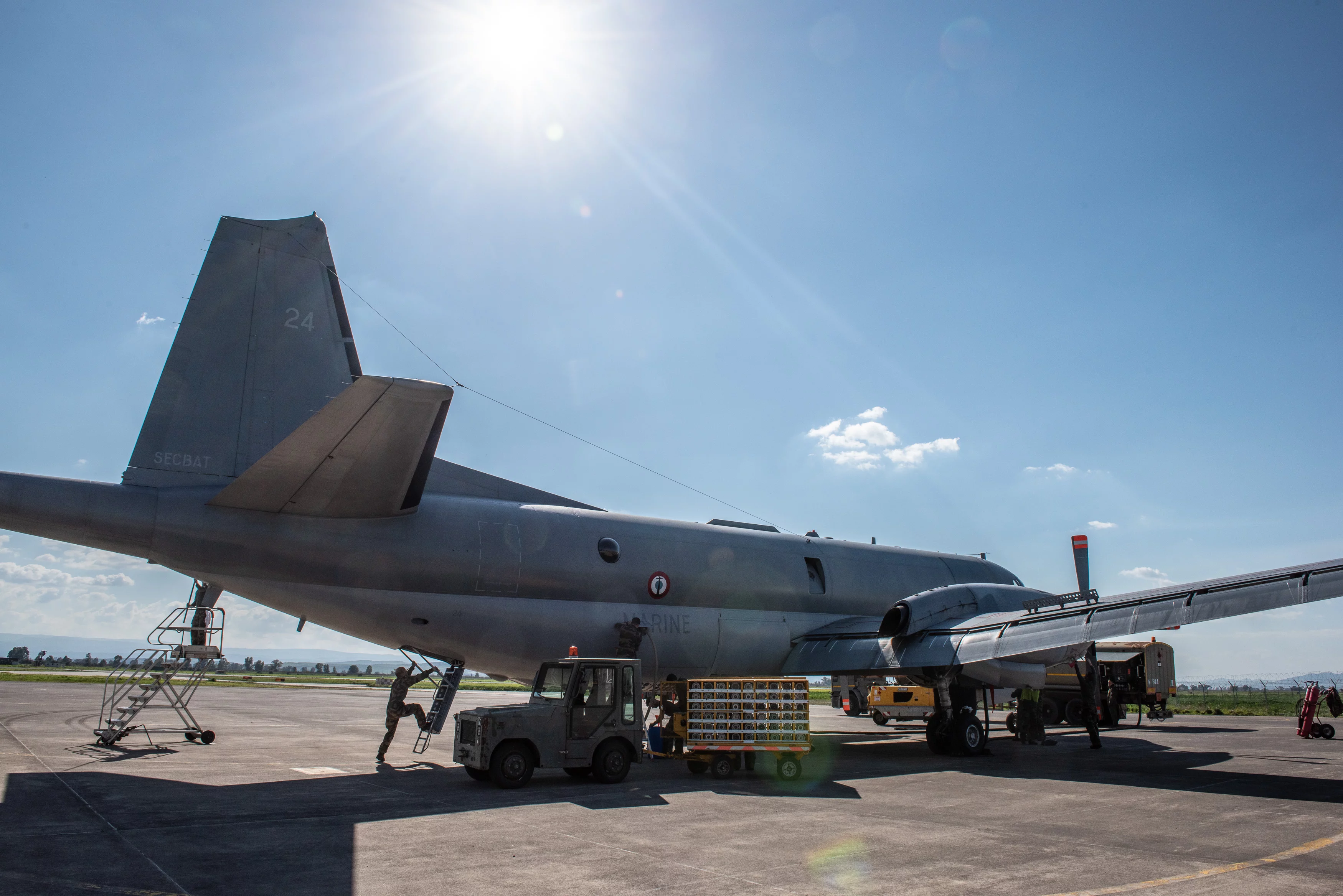 Un avion de patrouille maritime Atlantique 2 sur la base aérienne de Sigonnella (Sicile)