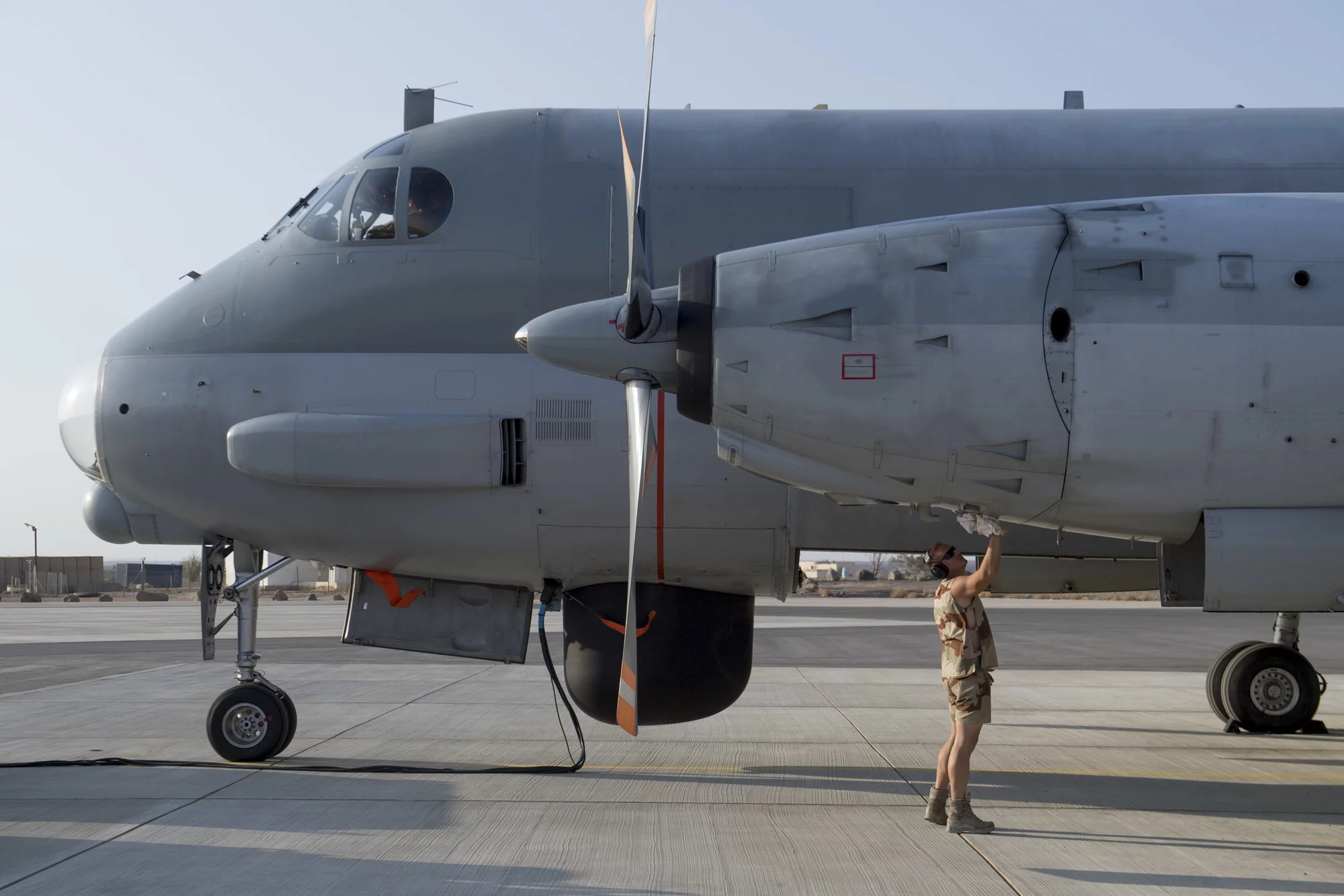 Un avion de patrouille maritime Atlantique 2 sur la base aérienne projetée au Levant
